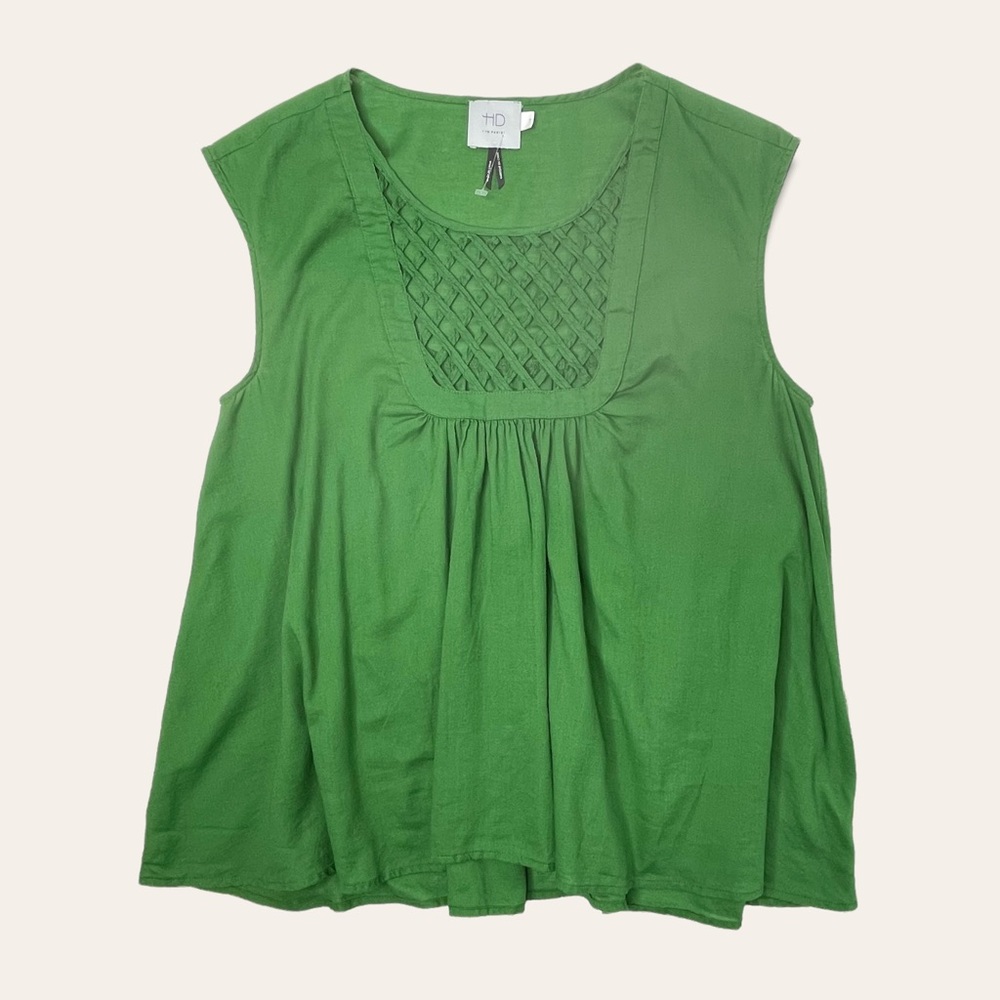 Anthropologie HD in Paris Green Lattice Sleeveless Top Size Small - Picture 3 of 9